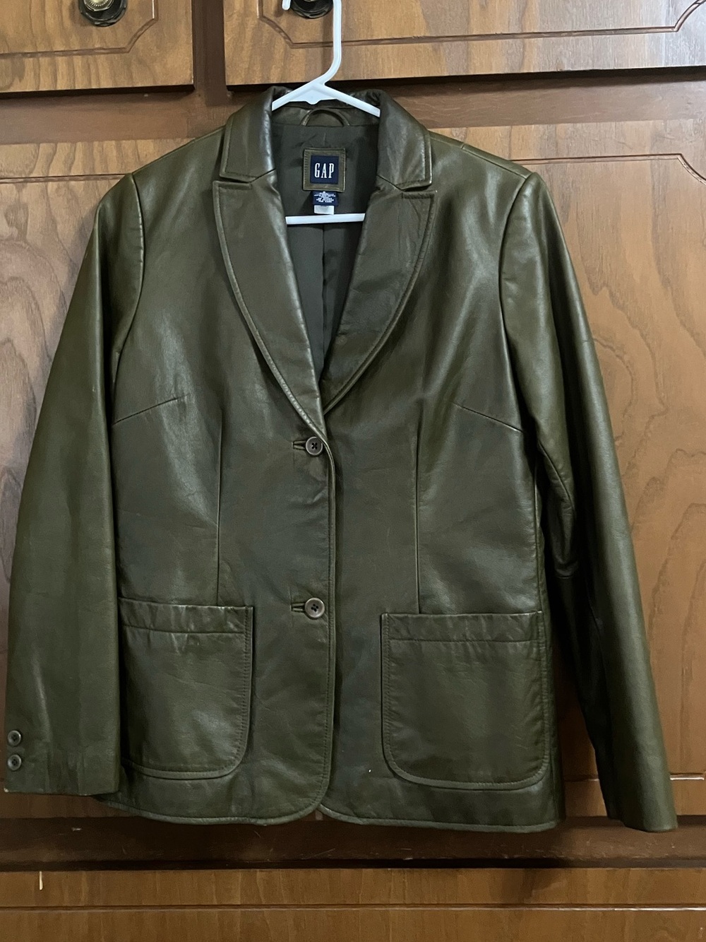 GAP Olive Green Leather Blazer Jacket
